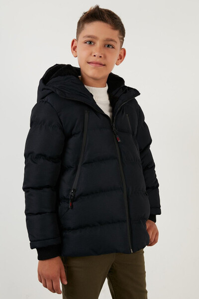 Hooded Puffer Jacket with Fleece Lined Pockets and Zipper 5760040 - 6