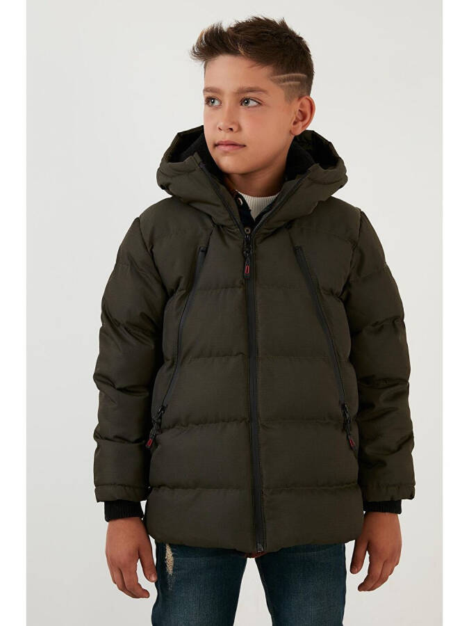 Hooded Puffer Jacket with Fleece Lined Zippered Pockets 5760040 - 2