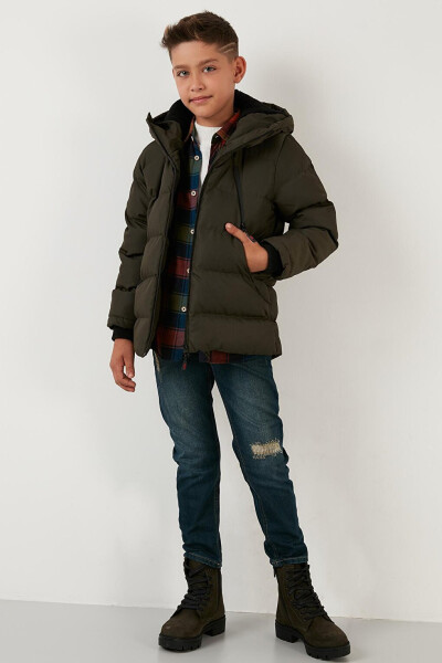 Hooded Puffer Jacket with Fleece Lined Zippered Pockets 5760040 - 6