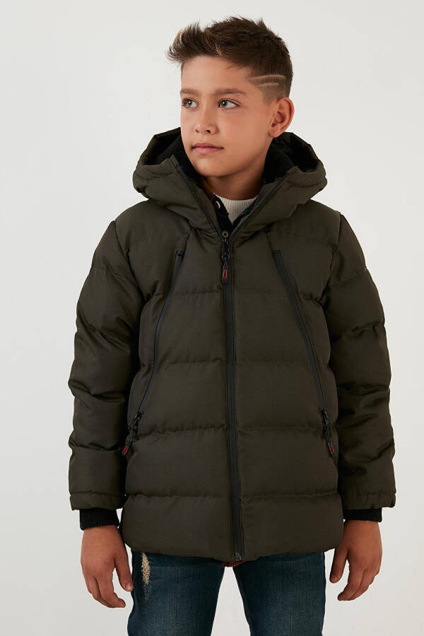 Hooded Puffer Jacket with Fleece Lined Zippered Pockets 5760040 - 7