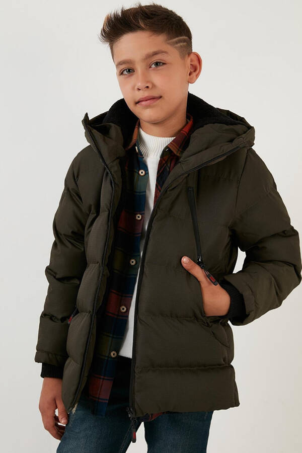 Hooded Puffer Jacket with Fleece Lined Zippered Pockets 5760040 - 8