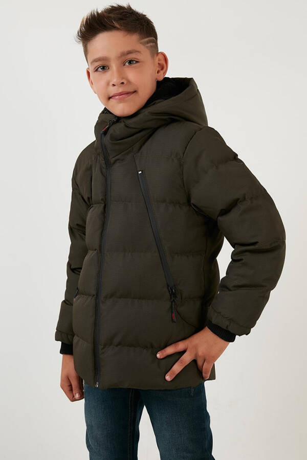 Hooded Puffer Jacket with Fleece Lined Zippered Pockets 5760040 - 9