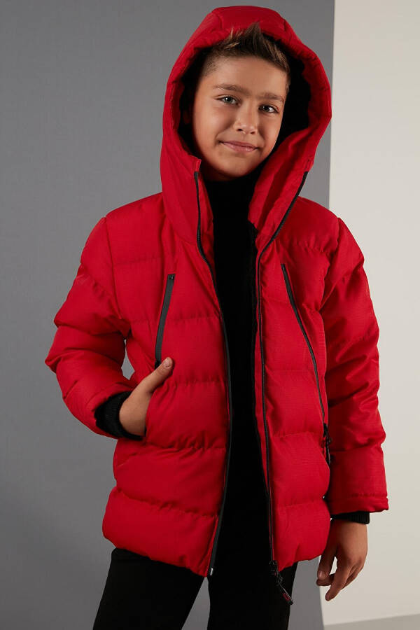 Hooded Puffer Jacket with Fleece Lined Zippered Pockets 5760040 - 7