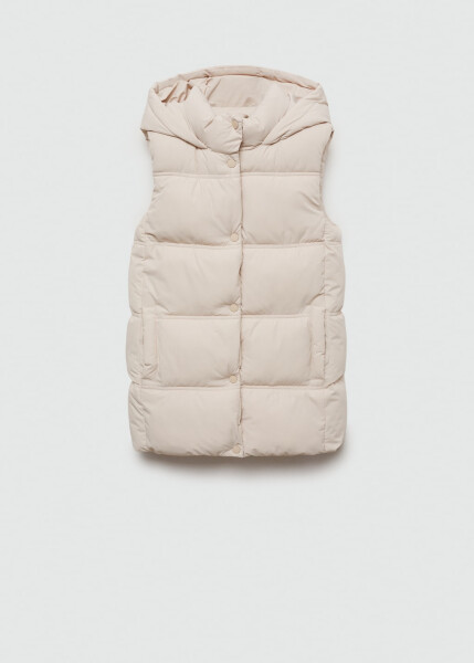 Hooded quilted vest - Ecru - 5