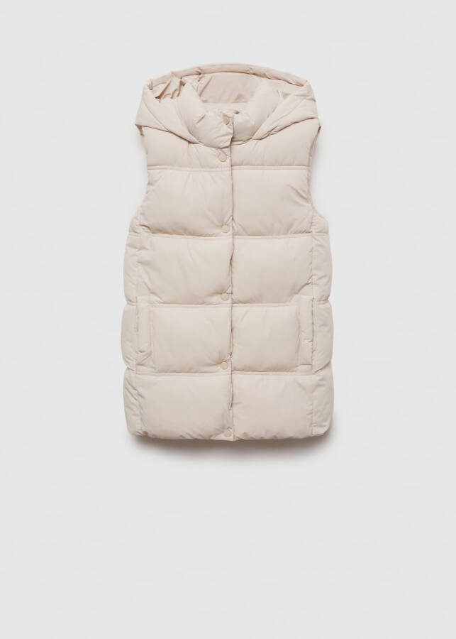 Hooded quilted vest - Ecru - 5