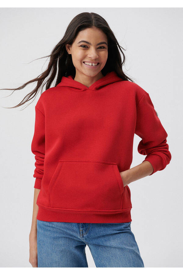 Hooded Red Basic Sweatshirt 167299-82054 - 19