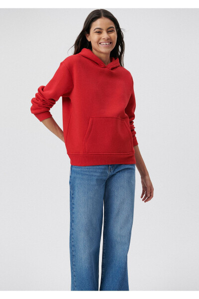 Hooded Red Basic Sweatshirt 167299-82054 - 2