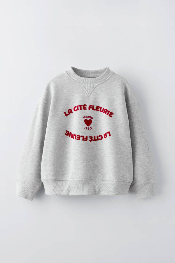 Hooded sweatshirt with fleece slogan - Grey marl - 1