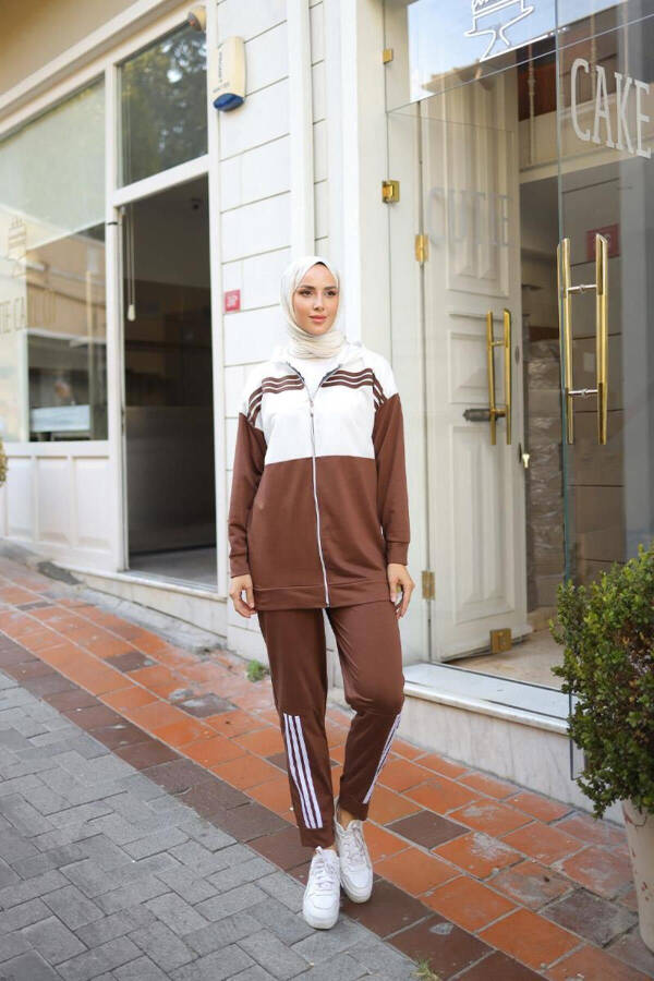 Hooded Two-Piece Sweatsuit TRN1016 Coffee - 1