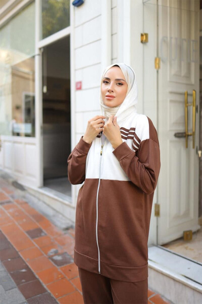 Hooded Two-Piece Sweatsuit TRN1016 Coffee - 2