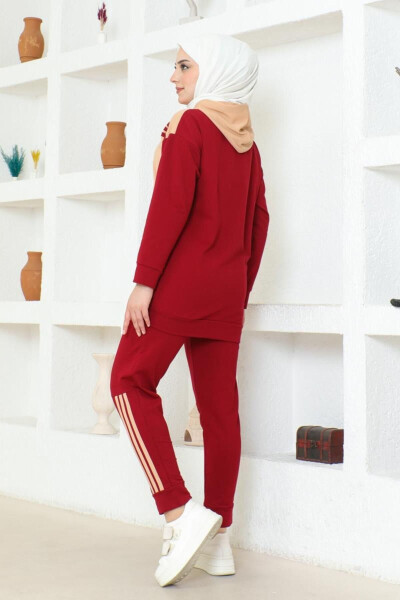 Hooded Two-Piece Tracksuit TRN1016 Burgundy Latte - 6