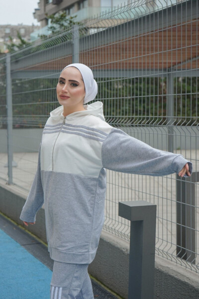 Hooded Two-Piece Tracksuit Trn1016 Grey - 15