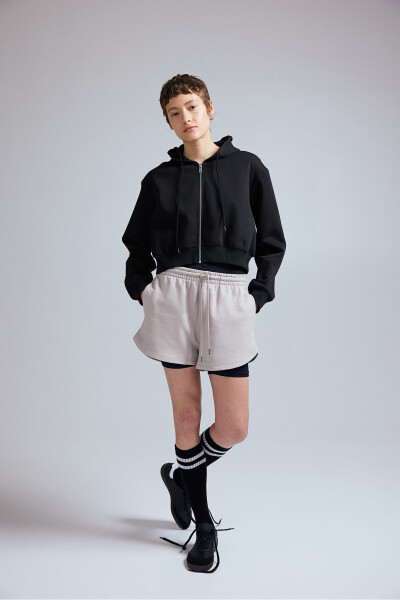 Hooded Zip-Up Short Top - 1