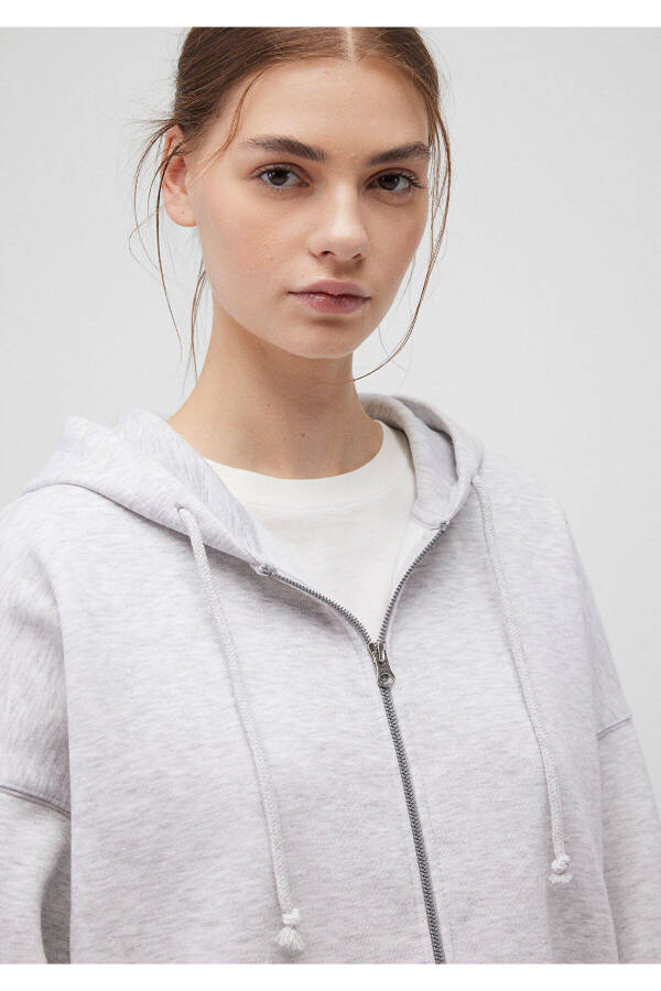 Hooded Zippered Grey Sweatshirt 1610221-80196 - 23