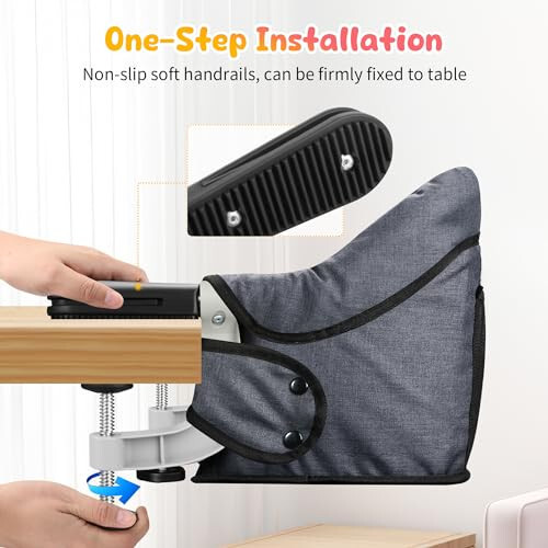 Hook On Chair, Clip on High Chair, Fold-Flat Storage Portable Baby Feeding Seat, High Load Design, Attach to Fast Table Chair Removable Seat for Home and Travel (Grey) - 35