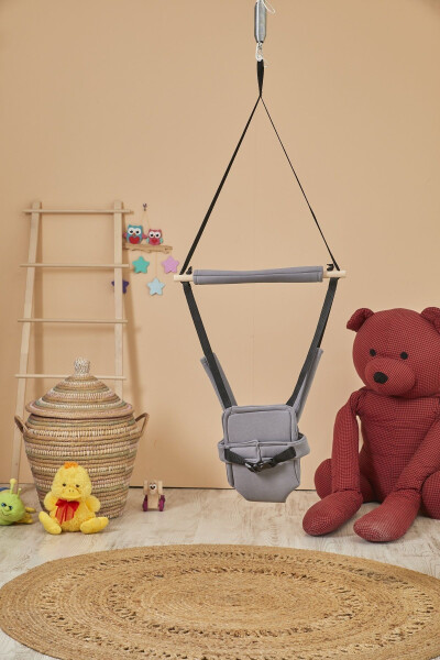 Hoppala Jumper, Face Guard, Kangaroo, Spring Balance Baby Walker Natural Wood Grey - 6