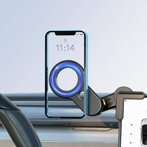 HOSEASON Tesla Phone Mount, 【Strongest Magnet Power】 Tesla Model 3/Y Accessories for Tesla Screen Phone Mount, Tesla Phone Holder Can be Adjusted 360° for iPhone 15/14/13/12 (Black) - 1