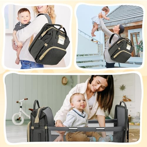 HOTBEST Bebek Bezi Sırt Çantası, Büyük Bebek Çantası, Bebek Bezi Değiştirme Çantaları Değiştirme Minderiyle, Çok Fonksiyonlu Su Geçirmez Seyahat Essentials Bebek Çantası, Unisex ve Şık - 2