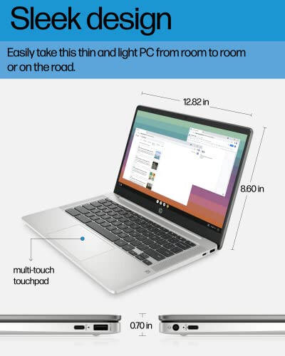 HP Chromebook 14 Dizüstü Bilgisayar, Intel Celeron N4120, 4 GB RAM, 64 GB eMMC, 14