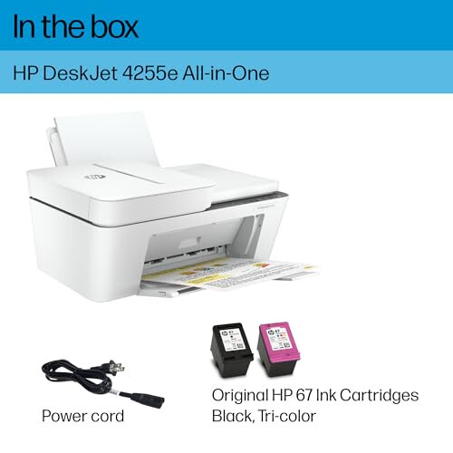 HP DeskJet 4255e Simsiz Ko‘p Funktsiyali Rangli Siyohli Printer, Skaner, Nusxa Ko‘chiruvchi, Uy Uchun Eng Yaxshi, 3 Oylik Siyohli Kartidjlar Kiritilgan (588S6A) - 1