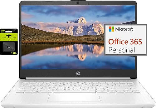 HP Eng yangi 14 dyuymli Ultra Yengil Noutbuk Talabalar va Biznes uchun, Intel To'rt Yadroli N4120, 8GB RAM, 192GB Saqlash (64GB eMMC+128GB Mikro SD), 1 Yil Office 365, Veb-kamera, HDMI, WiFi, USB-A&C, Win 11 S - 1