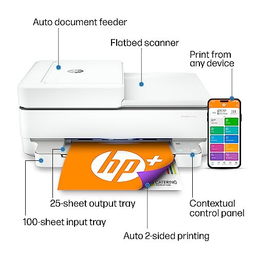 HP ENVY 6455e Kablosuz Renkli Mürekkep Püskürtmeli Yazıcı, Yazdırma, tarama, kopyalama, Kolay kurulum, Mobil baskı, Ev için en iyi, HP+ ile anında mürekkep (3 ay dahil), beyaz - 4