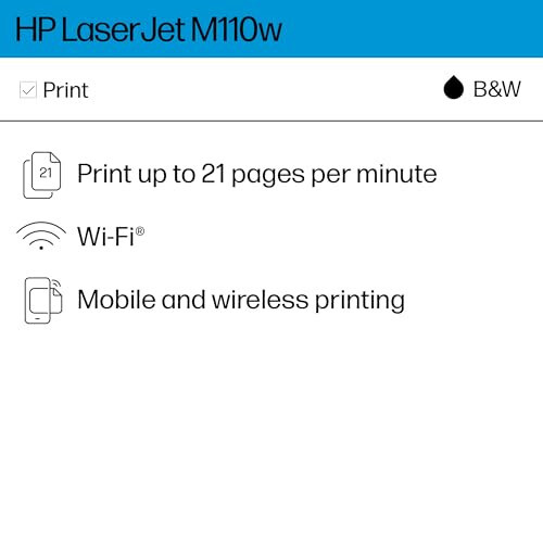 HP LaserJet M110w Беспроводной принтер, Печать, Высокая скорость, Простая настройка, Мобильная печать, Идеально подходит для небольших команд - 2