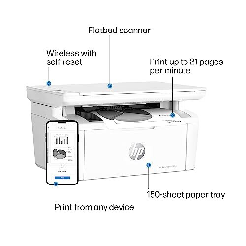 HP LaserJet MFP M140w Kablosuz Yazıcı, Yazdırma, tarama, kopyalama, Hızlı hızlar, Kolay kurulum, Mobil baskı, Küçük ekipler için en iyisi - 4