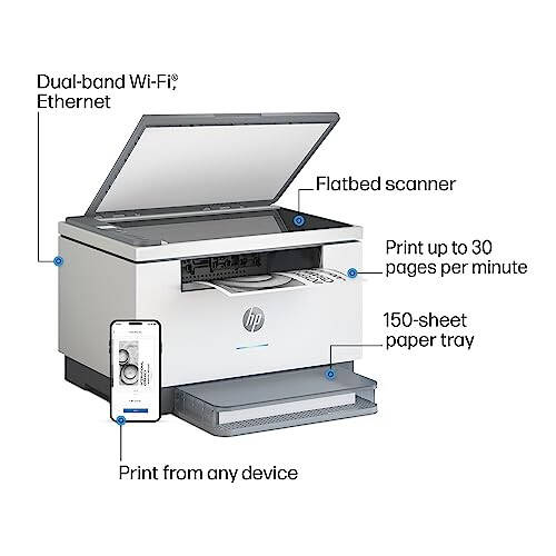 HP LaserJet MFP M234dw Simsiz Printer, Chop etish, skanerlash, nusxa ko'chirish, Tez tezlik, Oson sozlash, (6GW99F) (6GW99F#BGJ) Mobil chop etish, Kichik jamoalar uchun eng yaxshi - 4