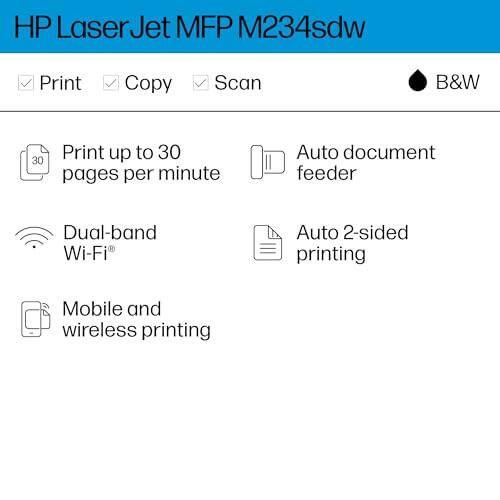 HP LaserJet MFP M234sdw Беспроводной принтер, Печать, сканирование, копирование, Высокая скорость, Простая настройка, Мобильная печать, Лучший вариант для небольших команд - 2