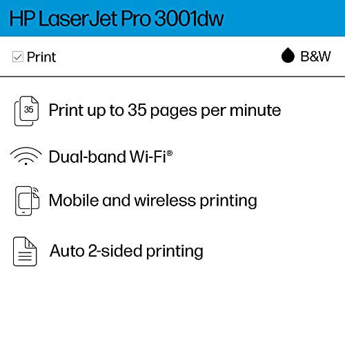 HP LaserJet Pro 3001dw Wireless Black & White Printer, Best-for-Office (3G65OF) - 2