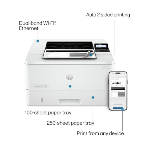 HP LaserJet Pro 4001dw Kablosuz Siyah Beyaz Yazıcı, Ofis İçin En Uygun (2Z601F) - 4