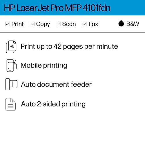 HP LaserJet Pro MFP 4101fdn Yazıcı, Yazdırma, tarama, kopyalama, faks, Hızlı hızlar, Kolay kurulum, Mobil yazdırma, Gelişmiş güvenlik, Küçük ekipler için en iyi, Yalnızca Ethernet/USB - 2