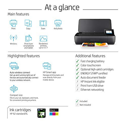 HP OfficeJet 250 All-in-One Portable Printer with Wireless & Mobile Printing, Works with Alexa (CZ992A) Black - 6