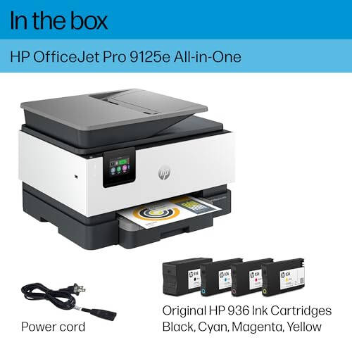 HP OfficeJet Pro 9125e Ko‘p funksiyali Printer, Rangli, Kichik va O‘rta Biznes uchun Printer, Chop etish, Nusxa ko‘chirish, Sknerlash, Faks, Sensorli ekran; Smart Advance Scan, 3 oy Instant Ink kiritilgan - 6