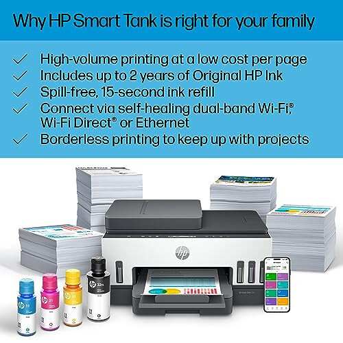 HP Smart Tank 7301 Kablosuz Hepsi Bir Arada Kartuşsuz Mürekkep Yazıcı, 2 Yıla Kadar Mürekkep Dahil, Mobil Yazdırma, Tarama, Kopyalama, Otomatik Belge Besleyici (28B70A), Gri - 4