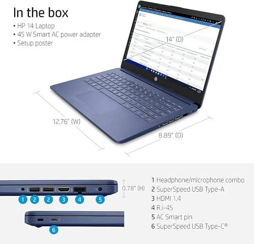 HP Stream 14 inç Ultra İnce Dizüstü Bilgisayar Öğrenciler ve İş Dünyası İçin - 1 Yıllık Office 365, Intel Dört Çekirdekli İşlemci, 8GB RAM, 64GB eMMC, HD Ekran, 12 Saat Uzun Pil Ömrü, HD Web Kamerası, Fare ile Win11 S Modunda - 4