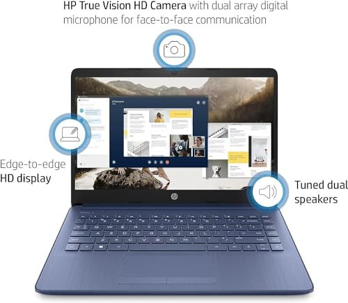 HP Stream 14-inch Ultra-Thin Laptop for Students and Business - 1-Year Office 365, Intel Quad-Core Processor, 8GB RAM, 64GB eMMC, HD Display, 12H Long Battery, HD Webcam, Win11 in S Mode with Mouse - 2