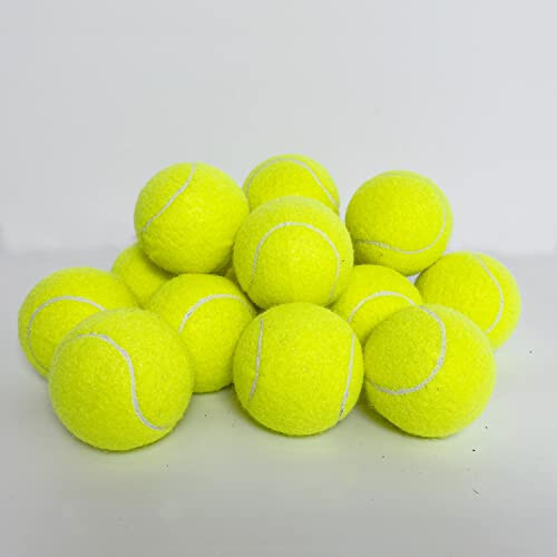 HPWFHPLF Tenis Topları, 12 Paket Pratik Tenis Topları Başlangıç Seviyesi İçin, Köpekler İçin Eğitim ve Oyun Tenis Topları, Ağ Torbası ile Gelir - 3