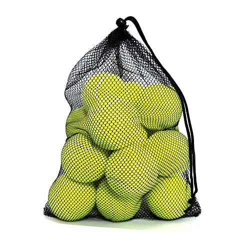 HPWFHPLF Tennis Balls, 12 Packs Practice Tennis Balls for Beginner, Training Playing Tennis Balls for Dogs, Come with Mesh Carry Bag - 1