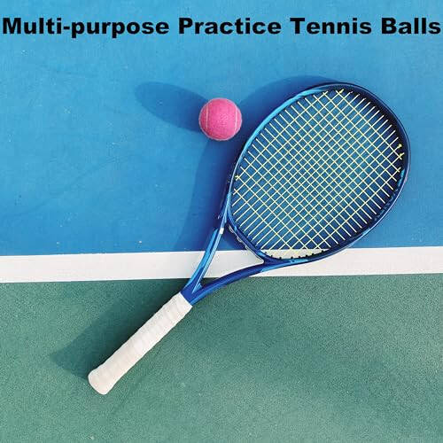 HPWFHPLF Tennis Balls, 12 Packs Practice Tennis Balls for Beginner, Training Playing Tennis Balls for Dogs, Come with Mesh Carry Bag - 4