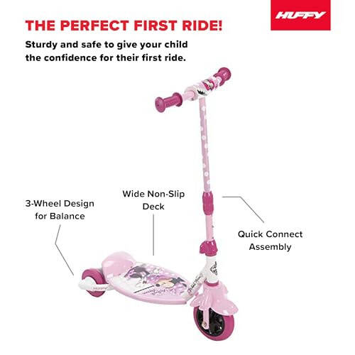 Huffy Disney Minnie Mouse Toddler Scooter, 3-5 yoshli bolalar uchun ideal, 2/3 g'ildirakli gibrid, konvertatsiya qilinadigan dizayn, sozlanadigan balandlik, oson muvozanat scooter, Minnie Mouse dizayni, bardoshli, xavfsiz va qulay - 8