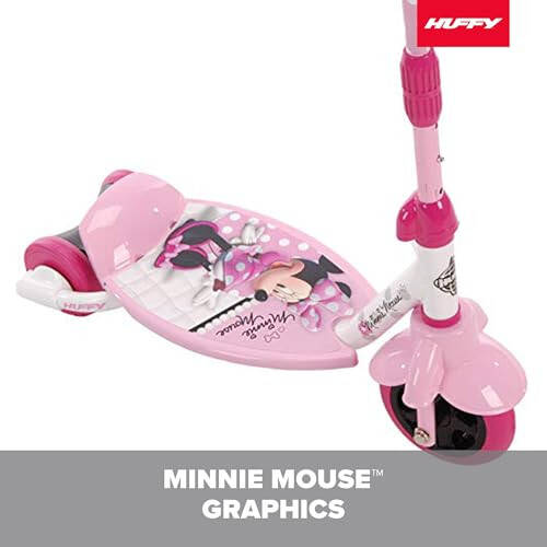 Huffy Disney Minnie Mouse Toddler Scooter, 3-5 yoshli bolalar uchun ideal, 2/3 g'ildirakli gibrid, konvertatsiya qilinadigan dizayn, sozlanadigan balandlik, oson muvozanat scooter, Minnie Mouse dizayni, bardoshli, xavfsiz va qulay - 9