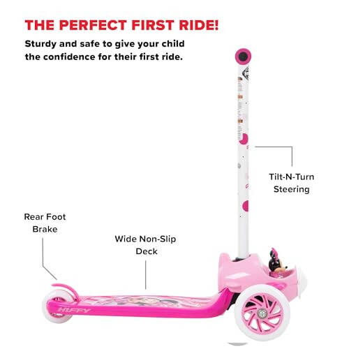 Huffy Disney Minnie Mouse Toddler Scooter, Ideal for Ages 3+, 3 Wheels, Wide Pink Deck with Minnie Mouse Graphics, Easy-Balance Scooter, Durable, Safe and Comfortable - 2