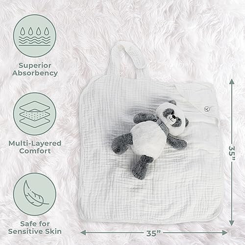 HUGGING PANDA Kapşonlu Bebek Havlusu Büyük Boy 35 x 35 inç (Beyaz) Erkek Bebek Havlusu Kız Bebek Havlusu Kapşonlu Bebek Havlusu Yeni Doğan Bebek Havlusu Kapşonlu Havlu 1-3 Yaş Bebek Kapşonlu Havlu Erkek ve Kız - 47