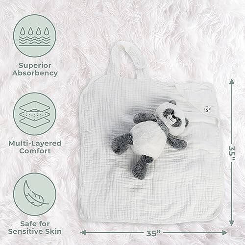 HUGGING PANDA Kapşonlu Bebek Havlusu Büyük Boy 35 x 35 inç (Beyaz) Erkek Bebek Havlusu Kız Bebek Havlusu Kapşonlu Bebek Havlusu Yeni Doğan Bebek Havlusu Kapşonlu Havlu 1-3 Yaş Bebek Kapşonlu Havlu Erkek ve Kız - 40