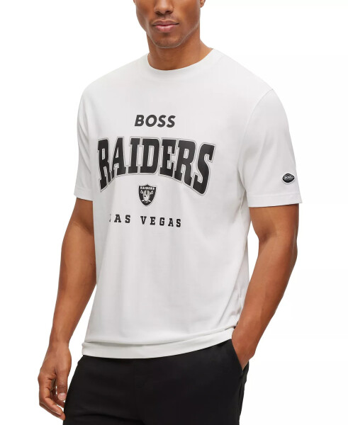 Hugo Boss x NFL Erkaklar T-shirt Kolleksiyasi Las Vegas Raiders - Oq - 1