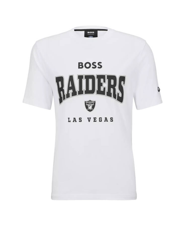 Hugo Boss x NFL Erkaklar T-shirt Kolleksiyasi Las Vegas Raiders - Oq - 3