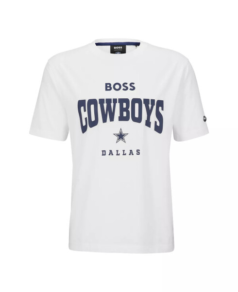 Hugo Boss x NFL Erkaklar T-shirt Kollektsiyasi Dallas Cowboys - Oq - 3