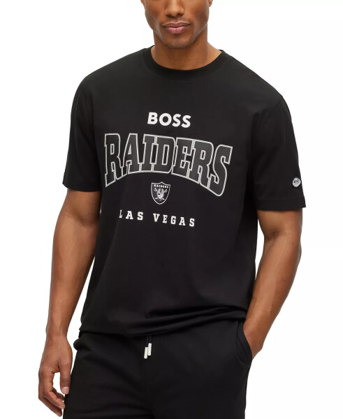 Hugo Boss x NFL Erkaklar T-shirt Kollektsiyasi Las Vegas Raiders - Qora - 1